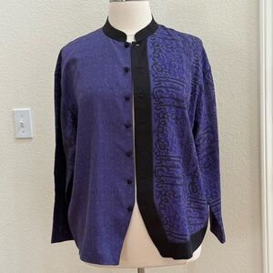 Chico's Design Purple and Black Women's Silk Jacket size 16 (Chico’s size 3)